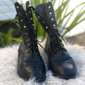 Vintage Leather Lace-Up Combat Boots